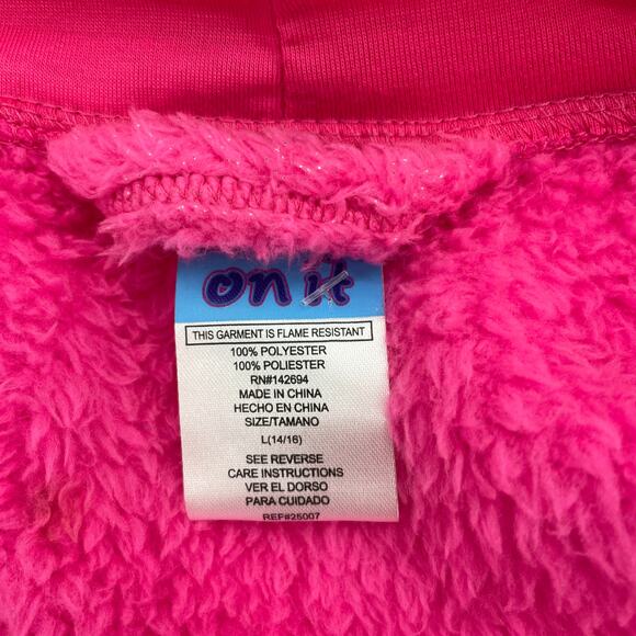 New SLEEP ON IT Sloth Hot Pink Fuzzy Hooded Robe Youth Large (14/16) - Picture 3 of 4